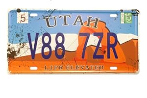 ROOKOPR Utah License Plate Novelty Car Decor License Plates 12"x6" Front of Car Decorative Retro Rusty License Plate for Men Women Car-44