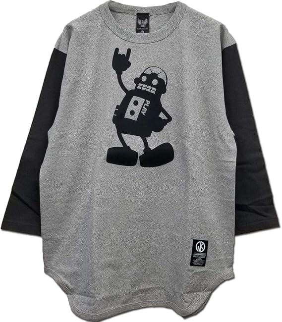 Amazon キン肉マン マッスルアパレル Tシャツ ステカセメロイックサイン 特殊加工ベースボールtシャツ コーデュロイ ヘザーグレー スミクロ Kinnikuman Muscle Apparel L Tシャツ カットソー 通販