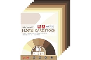 OcePor 80 Sheets Brown Cardstock Paper, Colored Printer Paper 8.5 x 11, Thick Construction for Cards Making, Scrapbook，Office Printing, Invitations, Certificates，DIY Crafting 92 lb/250gsm