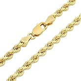 Nuragold 14k Real Yellow Gold 3mm Solid Rope Chain Diamond Cut Necklace (16"-30") Italian Jewelry for Men & Women