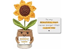 WITTSPOT Gifts for Mom from Daughter, Son for Mom, Wife, Women - Moms Birthday Gift Ideas, Birthday Gifts for Moms, Mothers - Handmade Positive Crochet Sunflower, Best mom Crochet Gift