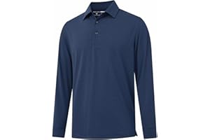 M MAELREG Golf Shirts for Men Dry Fit Performance Moisture Wicking Casual Heather Collared Long Sleeve Polo Shirts for Men