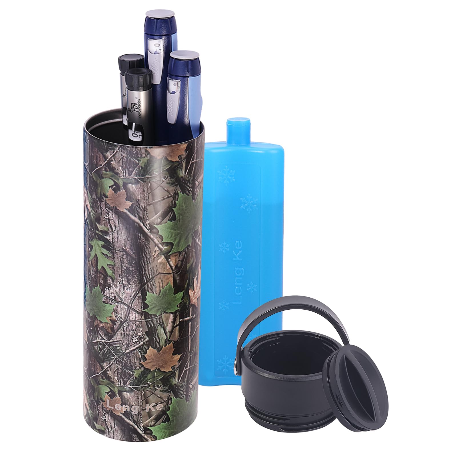 OVAKIA Insulin Cooler Travel Case, Medical EpiPen Carry Case Box Keep 2-8 Degrees for Insulin Pens with Biogel Ice Pack (Leaf)