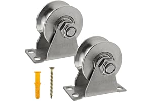 MACGQ Groove Wheel Pulley Stainless Steel Pulley Block Super Silent Single Pulley Block for DIY Gym Equipment,Sliding Gate Detachable Duplex Bearing with Mounting Screws and Expansion Pipes U Type (2 Pack)