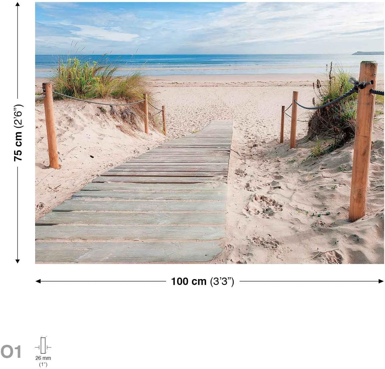 FORWALL Beach Path Nature, Sea, Beach Stretched Canvas Print (PP1529 Cvfw), O1-100cm x 75cm