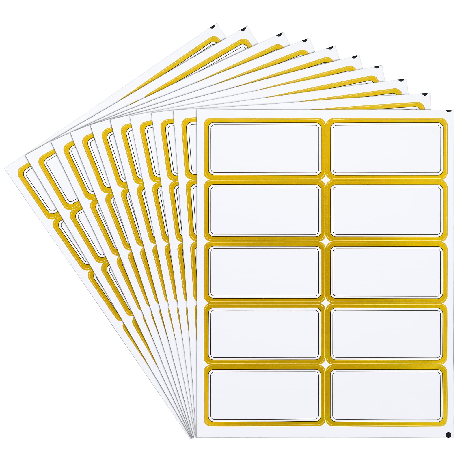 Prasacco 100 Pieces Large Labels Stickers 2 x 4 Inch Writable Printable Blank Sticker Address Shipping Labels Gold Border Name Tag for Presents Folders Jars Bottles Organizing Storage