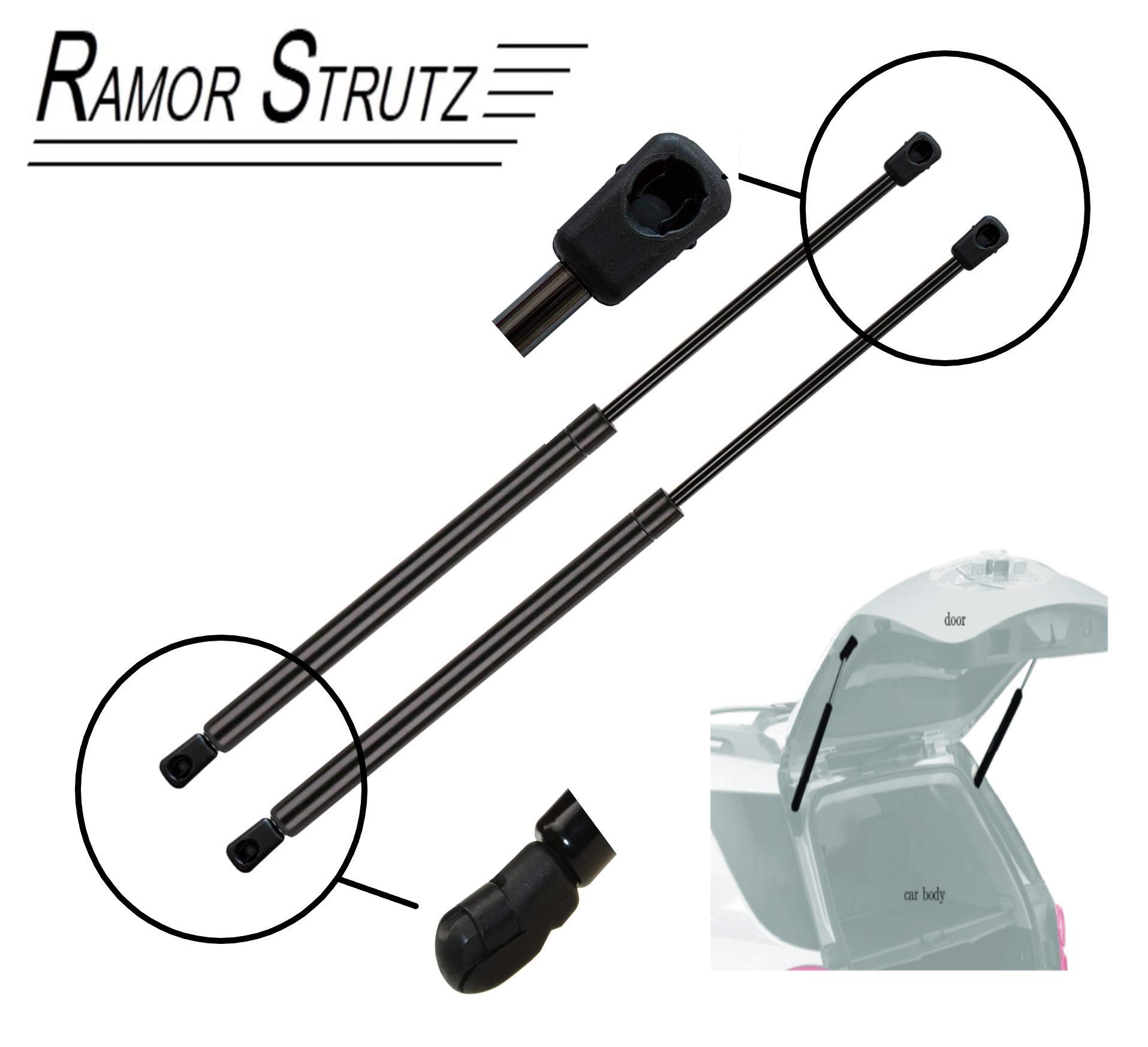 Ramor Strutz Gas Struts Compatible with a Ford Focus Mk1 Hatchback 1998-2004 Replacement for OEM: XS41A406A10AE Gas Strut, Boot Struts, Tailgate Struts, Boot Springs, Gas Spring, Tailgate Boot Struts.