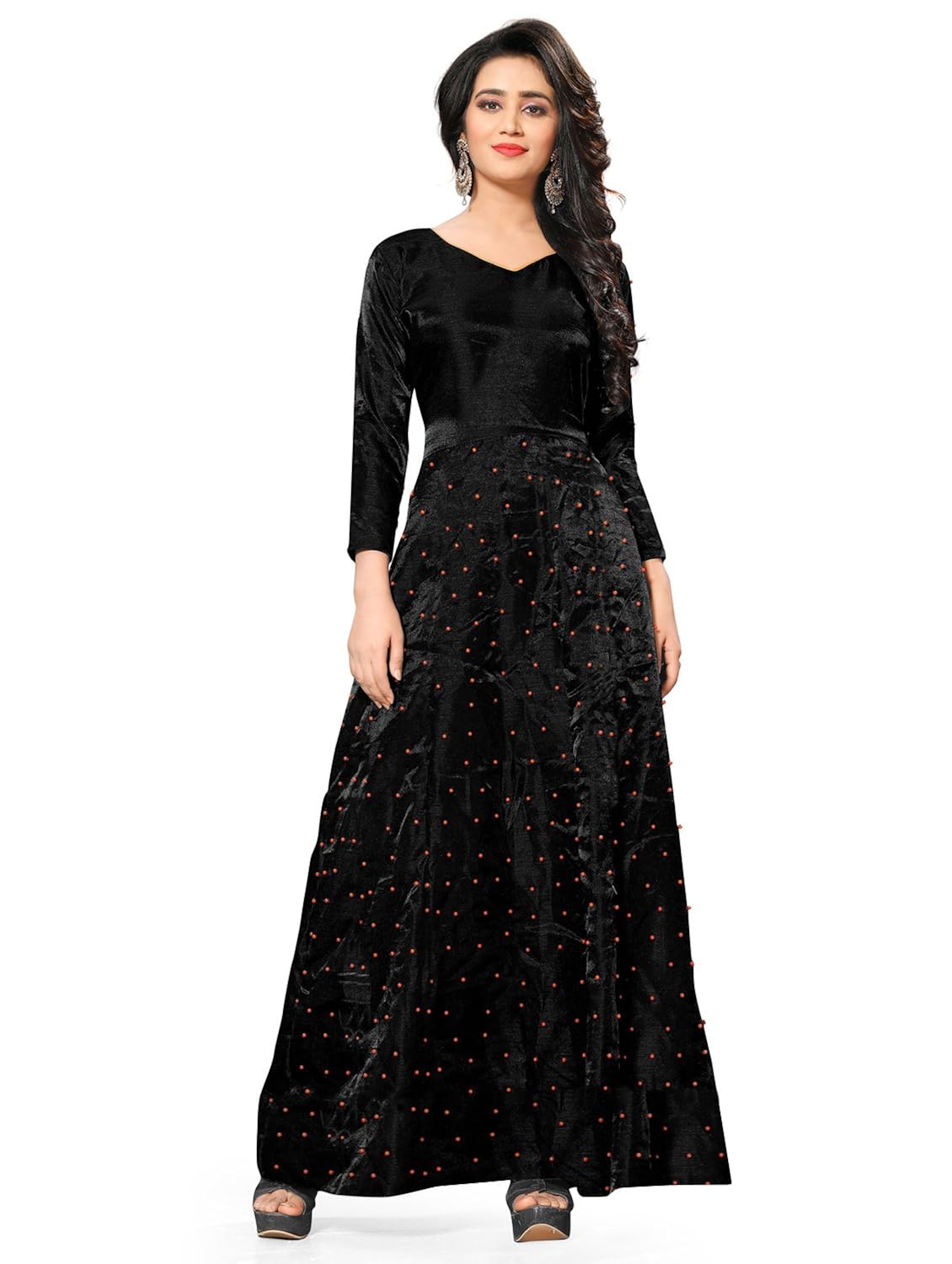 bollyclues pearl work banglory sateen silk long gown for women's(silk96_free size)