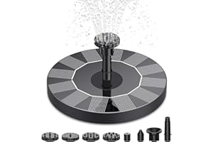 AISITIN Solar Bird Bath Fountain Pump, Solar Fountain Pump for Bird Bath with 6 Nozzles, Solar Powered Water Fountain Pump for Garden, Ponds, Pool, Fish Tank and Outdoor, 1.5W, 1.5W-New