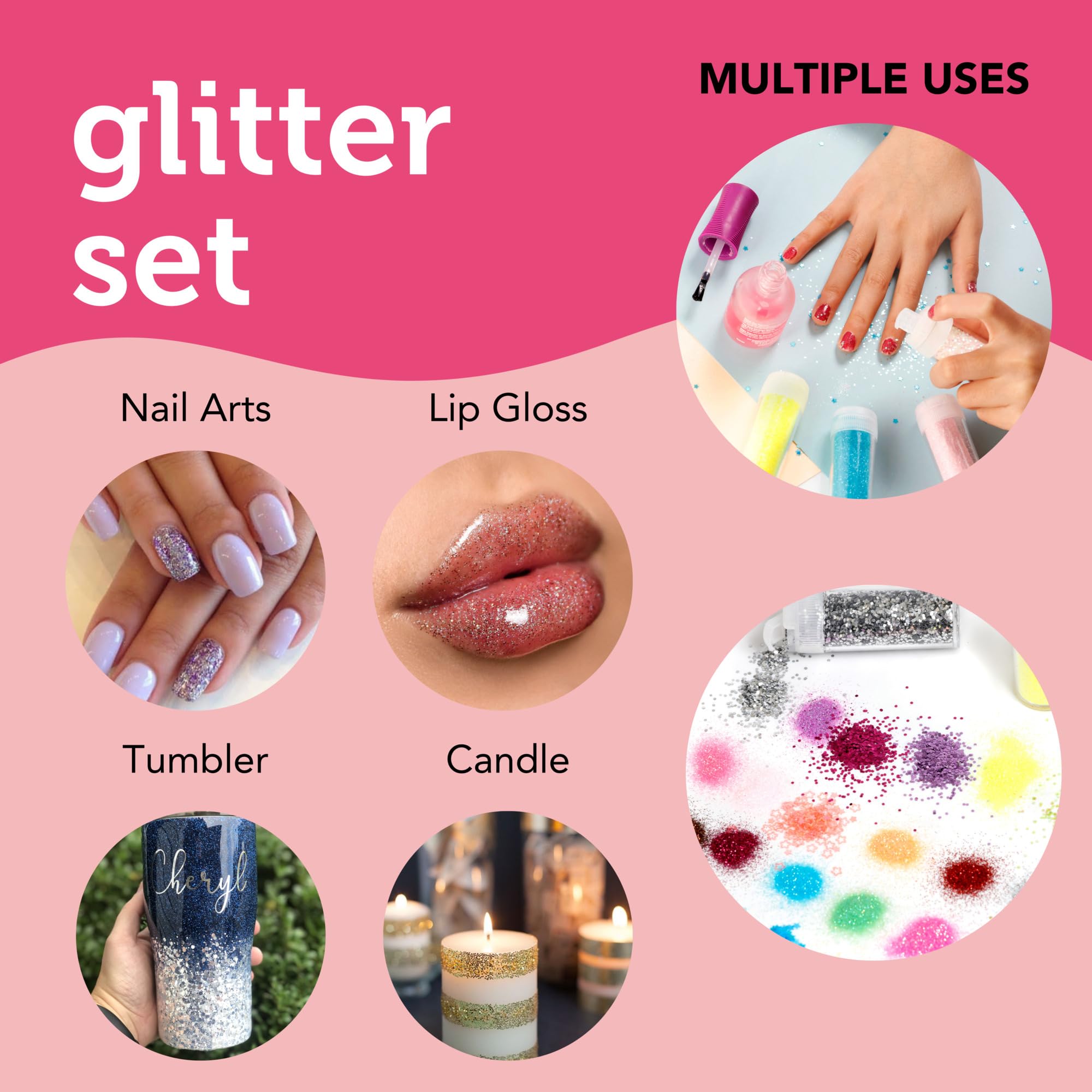 Incraftables Glitter for Crafts (32pcs). Best Assorted Colors Craft Glitter Set. Extra Fine & Chunky Bulk Pack for Resin, Slime, Tumblers & Candle Making. Big Pack for Kids & Adults