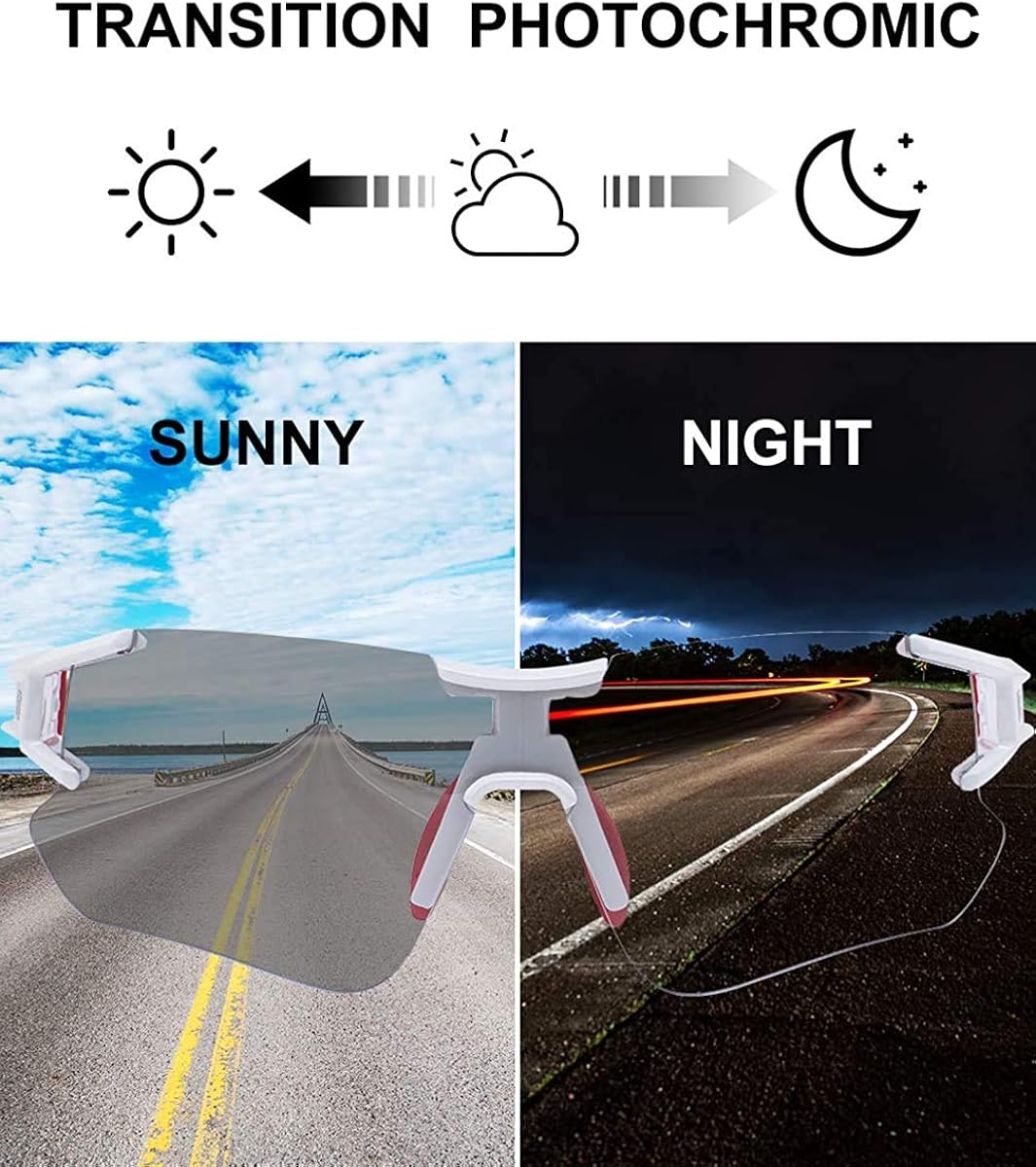 ROCKBROS Cycling Photochromic Sunglasses with UV400 Protection Transparent Rimless Goggles Sports Eyewear for Outdoor Sports Cycling Driving Running Fishing Women Men - Image 3