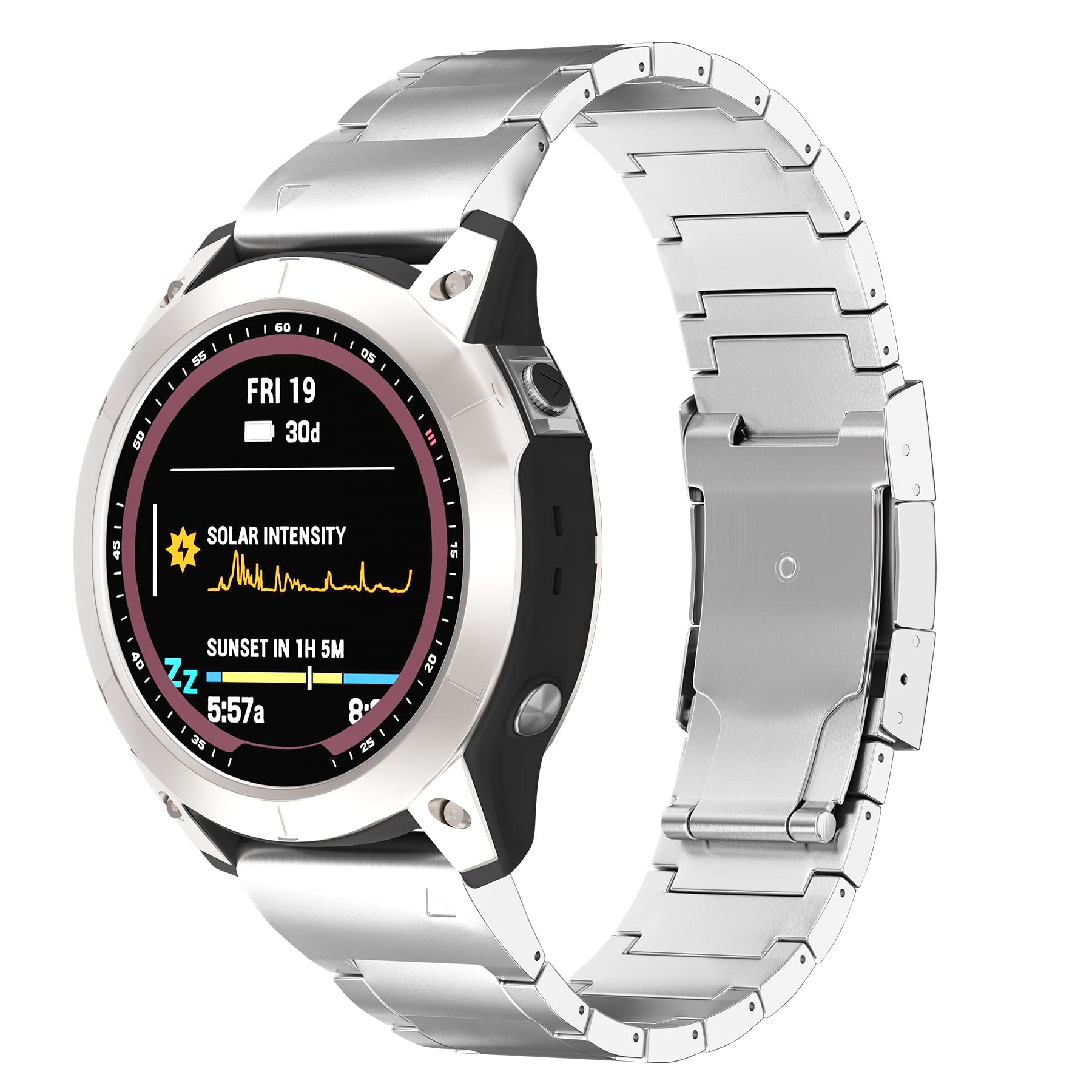 LDFAS Fenix 8/7X/6X/5X Plus Band, 26mm Titanium Metal Quick Release Easy Fit Watch Strap with Double Button Clasp Compatible for Garmin Fenix 7X Pro/6X Pro/5X Plus/Enduro 3/tactix 7 Bands, Silver