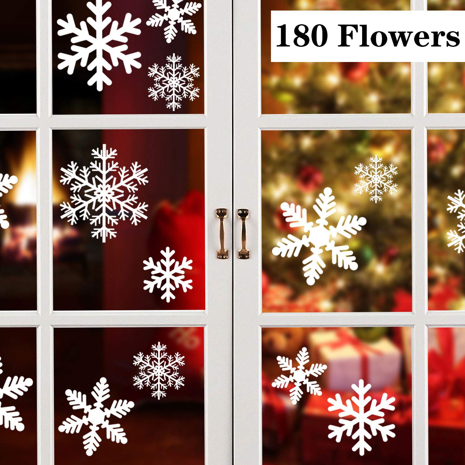 Amaoma Fiocchi di Neve Decorativi Adesivi Vetrofanie per Vetrine Vetrofanie Natale per Finestre Fiocco di Neve Stickers da Vetro Finestra Vetrina