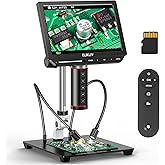 Elikliv Autofocus 4K Digital Microscope EM4K-AF, 8" Soldering Microscopes | 2000X 52MP Coin Magnifier, HDMI Scope, IPS Screen, 10&ldquo; Stand, Side Lights, Grid Line, 16G, For Coin Inspection &amp; Watchmaking