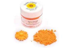 Sunflower Sugar Art Neon Orange Glow In The Dark Petal Dust Food Color - Deep, Rich Orange Matte Powder Cake Accessories for Cake Decoration - 4 Grams Non-Toxic Baking Stuff