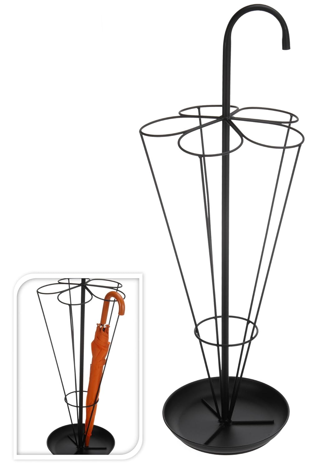 80cm Black Metal Umbrella Walking Stick Stand Storage Holder Rack