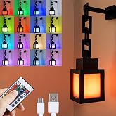 Pixelated Lantern Night Light for Kids, Glow LED 16 Colors Change Wall Lamp | Soft, Rechargeable, Wireless, Freely Hang/Tabletop Nightlight Gamer Boys Girls Bedroom Game Room Wall Decor, Birthday Gift