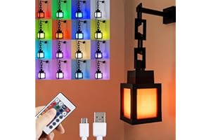 LIKEGOR Pixelated Lantern Night Light, 2026 Xmas Gift LED 16 Colors Change Hanging Lantern Lamp from Minecraft - Rechargeable Wall Tabletop Night Lights for Gamer Boys Girls Man Bedroom Game Room Wall Decor