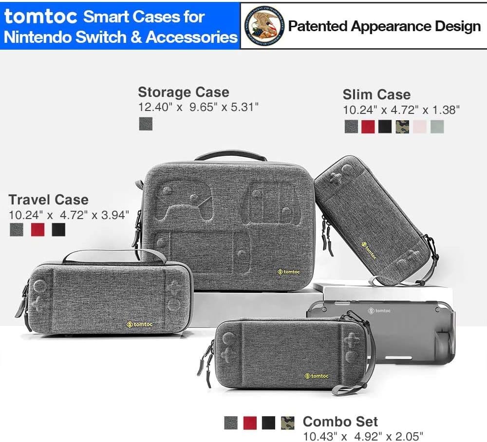 Hard Storage Case Compatible with Nintendo Switch, tomtoc Original Protective Hardshell Travel Handle Case Carrying Bag Cover fit Nintendo Switch Console and Accessories, 24 Game Card Slots: Video Games