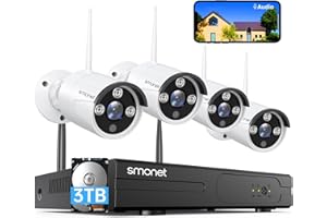 Wireless Security Camera System,SMONET 1080P 8 Channel Home Surveillance DVR Kits with 4pcs 2MP Full HD Cameras 3TB HDD Night
