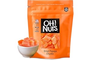 Oh! Nuts Dried Papaya Chunks - 2 lb - Dried Fruit Chunks - Less Sugar Added - Dehydrated Fruit Bites - Packed in New York Zip-Seal Bag for Exceptional Freshness