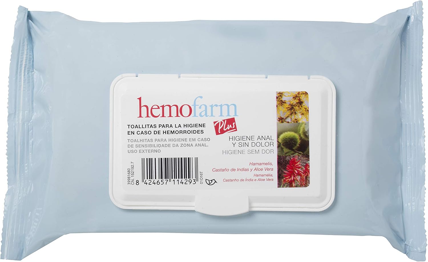 HEMOFARM PLUS - Individual Dermatological Wet Wipes, Soothe and Refresh, for Hemorrhoids 60 Units, Package May Vary