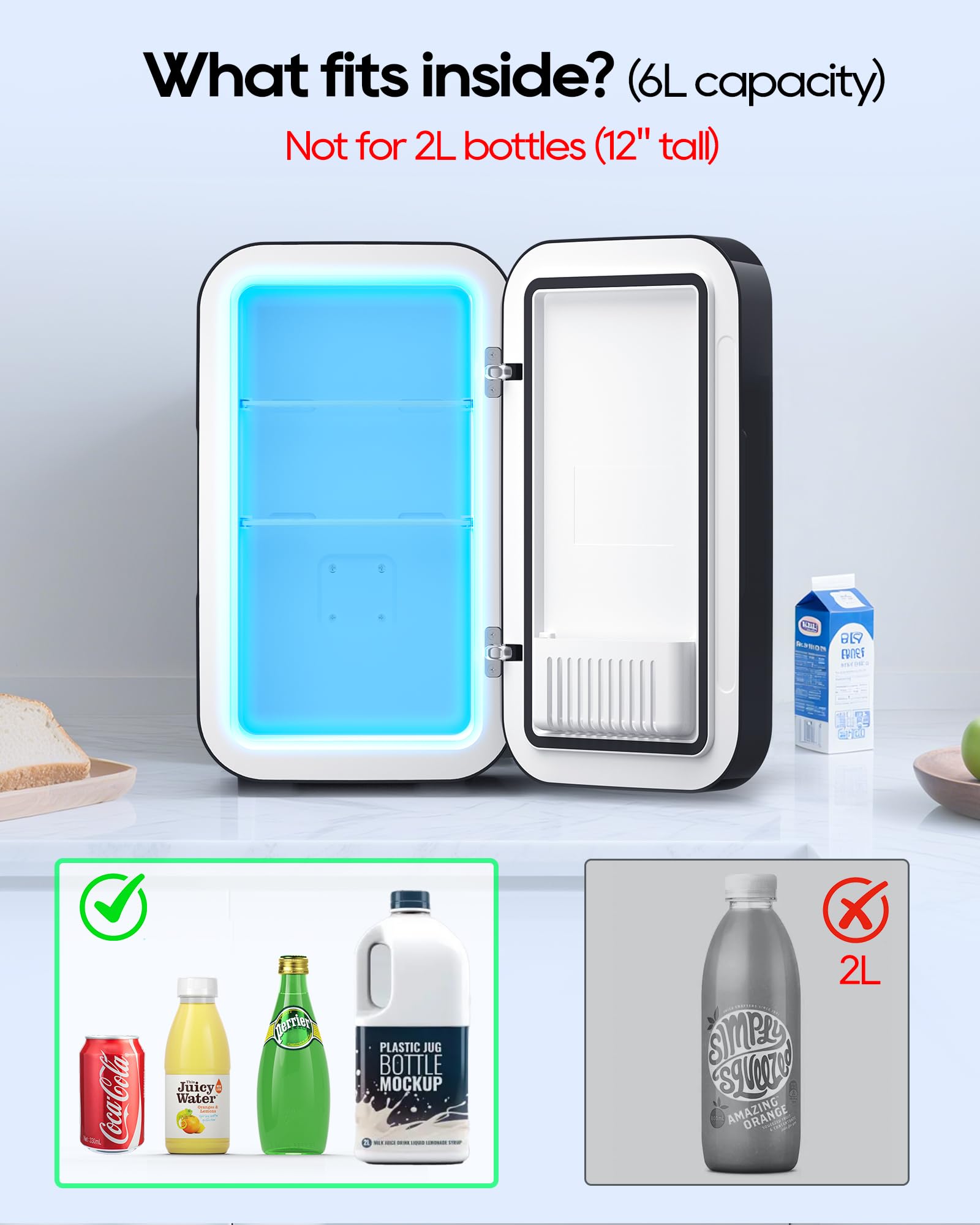 BEICHEN Mini Fridge,6 Liter / 8 Can Small Fridge for Bedroom, Car, Office & Dorm, AC100-120 V/DC 12 V Portable Thermoelectric Cooler & Warmer for Skincare, Food, Drinks,Black ?