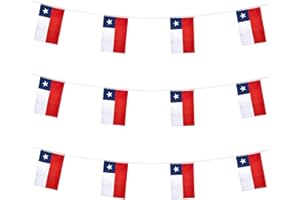 ZXvZYT Chile Chilean Flag Banner String,Small Mini Chile Pennant flags,For Grand Opening,Olympics,National Sports Events,Party Festival Decorations(50 Feet 38 Flags)