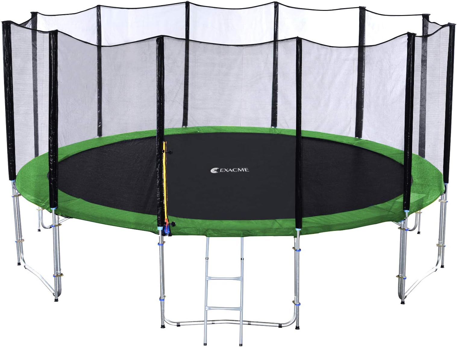 Exacme Round Trampoline 10 12 14 15 16 Feet with Green Safety Pad,Enclosure Net,Ladder