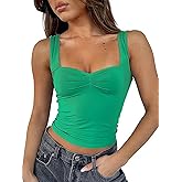 ForeFair Women Sleeveless Sexy Backless Going Out Crop Top Y2K Strappy Ruched Tank Top Summer Tight Slim Fit Cute Tops