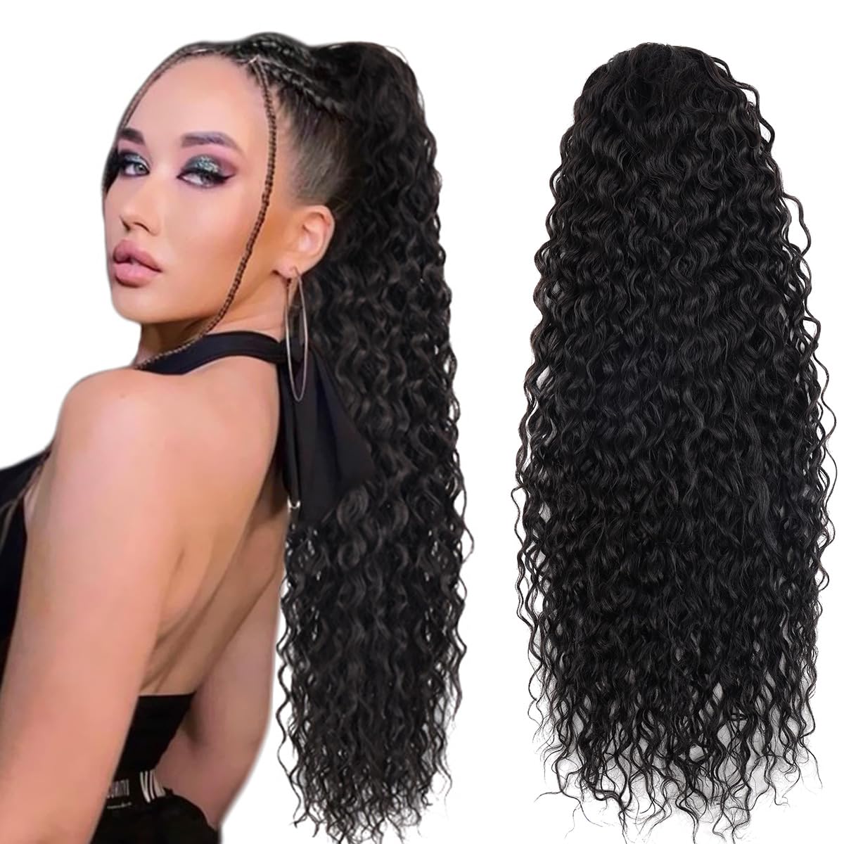 Drawstring Ponytail Extension, 24 inch Long Curly Ponytail Hair Extension Synthetic Hairpiece for Women(2#, 24 inch) โ image 1