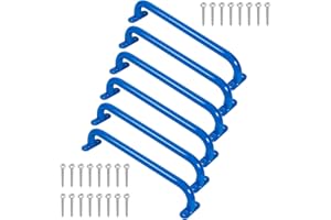 Purife 17 Inch 6 Pieces Blue Metal Safety Handles for Outdoor Playground - Playset Accessories Handles, Swing Sets Attachment Grab Bars, Kids Hand Grips Monkey Bar for Indoor Play Structure