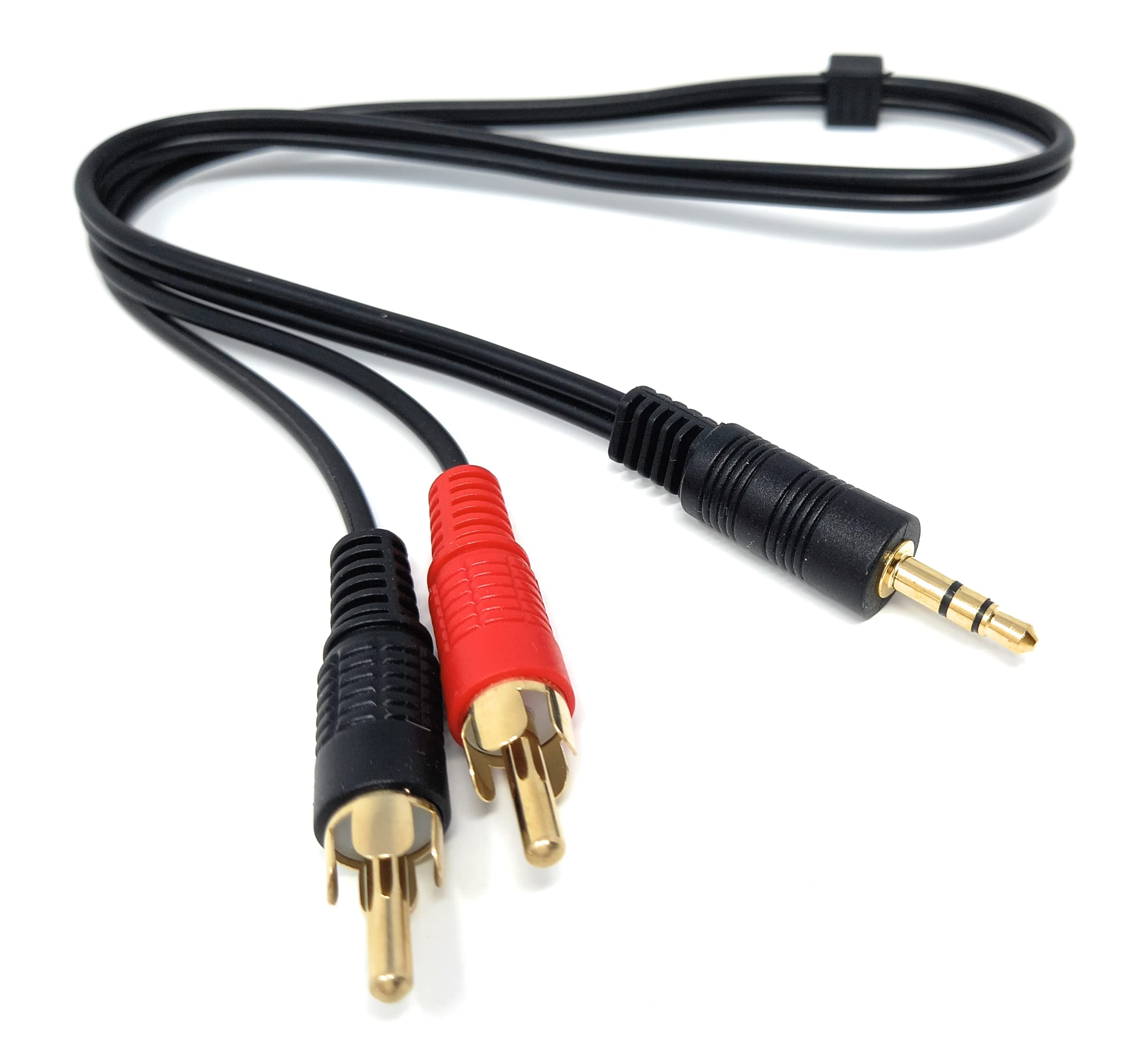 DRUT 50cm short 3.5mm to Twin RCA Stereo Aux Phono Audio Cable Mini Jack Lead Cord Y Splitter Headphone Cord RCA Y Splitter Adapter 1.6ft Black Gold Connectors