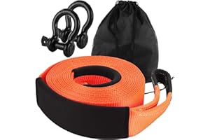 LISHINE 3 Inch Heavy Duty Tow Strap Recovery Kit 30ft Towing Strap, 35000 LBS Break Strength, 3/4" D Ring Shackles(2pcs)+Storage Bag, Tree Saver Strap for Truck Jeep SUV ATV