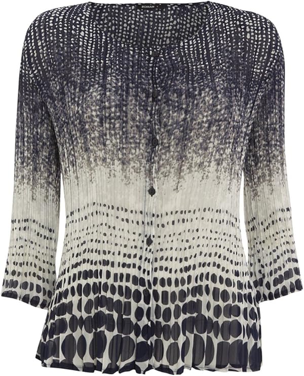 Roman Women's Blouse Spot Print Pleated Top Navy Size XL Amazon.co.uk