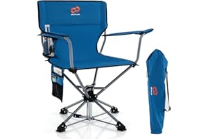 Goplus 360° Swivel Hunting Chair, Folding Hunting Blind Chair for Adults with Cup Holder & Carrying Bag, Lightweight Portable