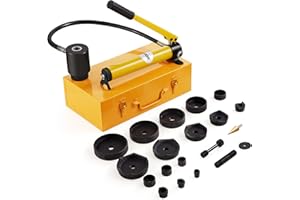 VEVOR 15 Ton Hydraulic Knockout Punch Kit, 1/2" to 4" Conduit Hole Cutter Set, KO Tool Kits W/Puncher 10 Piece, Metal Sheet Driver Tools, for Aluminum, Brass, Stainless Steel, Fiberglass and Plastic