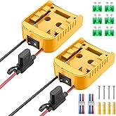 Kzreect 2 Pack for Power Wheel Adapter Compatible with Dewalt 20V Battery, Converter Kit with Built-in Switch on Adapter, Fuse Holder, Wire Terminals, 12AWG Wire for DIY RC Car Toys