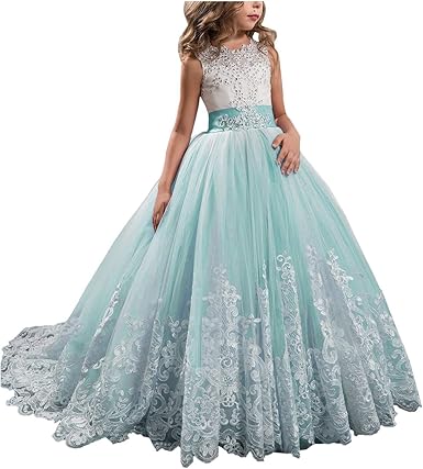 turquoise and white flower girl dresses