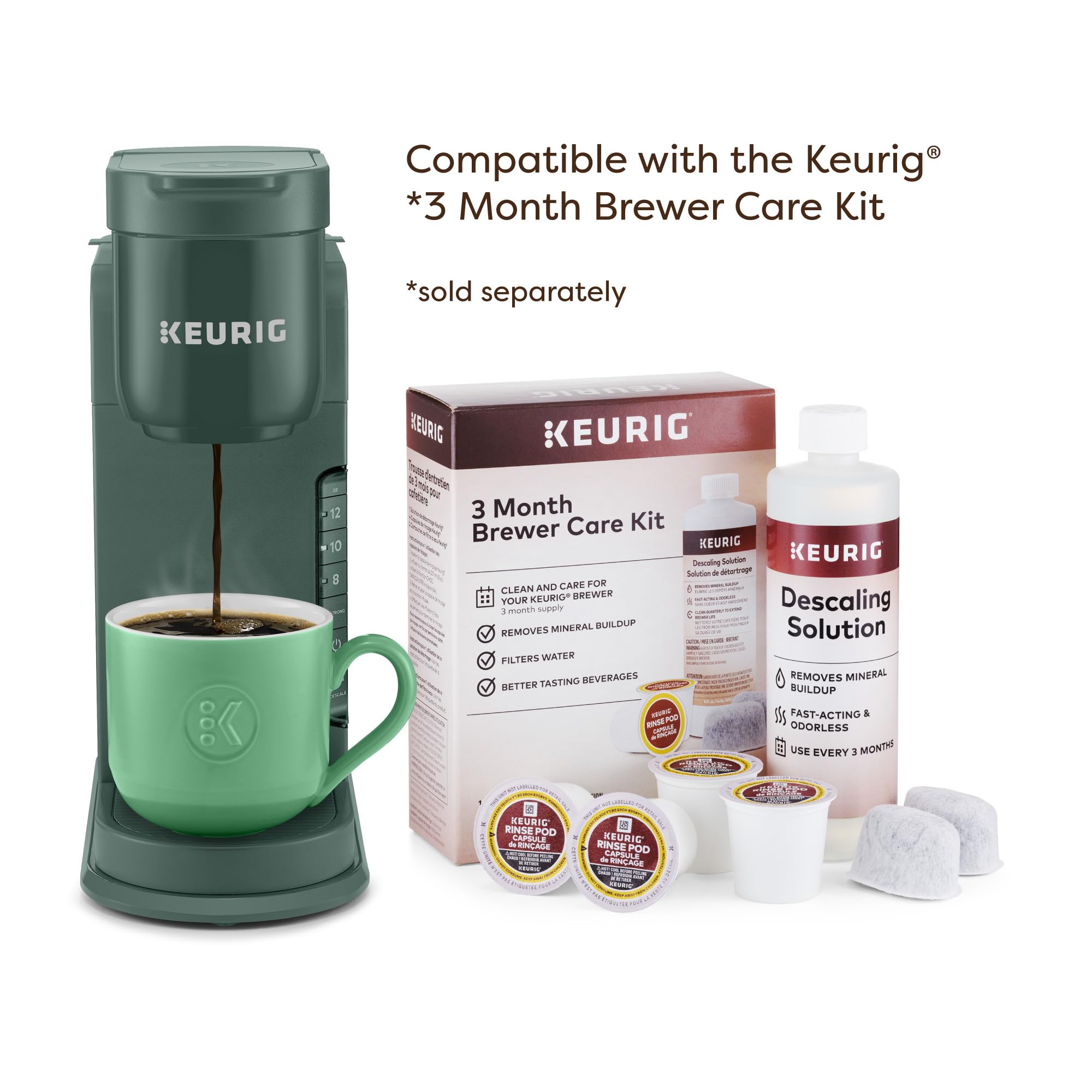 Keurig K-Express Cafetera de cápsulas K-Cup de una sola porción, 3 tamaños de preparación, función de botón fuerte, depósito extraíble de 42 oz, Evergreen