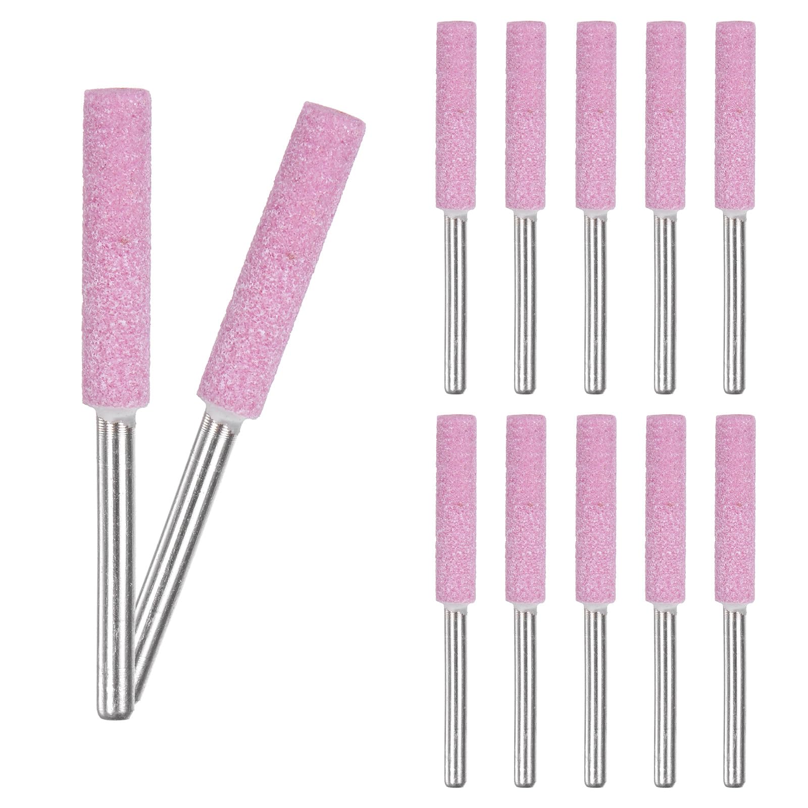 M METERXITY 12-Pack 3/16 Inch Titanium Plated Diamond Chainsaw Sharpener, High Hardness Grinding Stone Chainsaw Sharpening Kit for Electric Chainsaw Sharpener/Stone Carvings [3mm Pink]