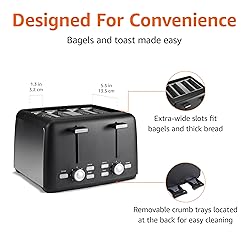 Amazon Basics 4 Slice Toaster, With 7 Browning