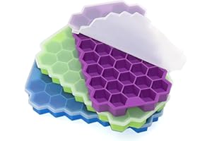 Anaeat 3 Pack Ice Cube Trays, Flexible Silicone Ice Tray with Stackable Durable Lid and Easy-Release Cube Molds for Cocktail,