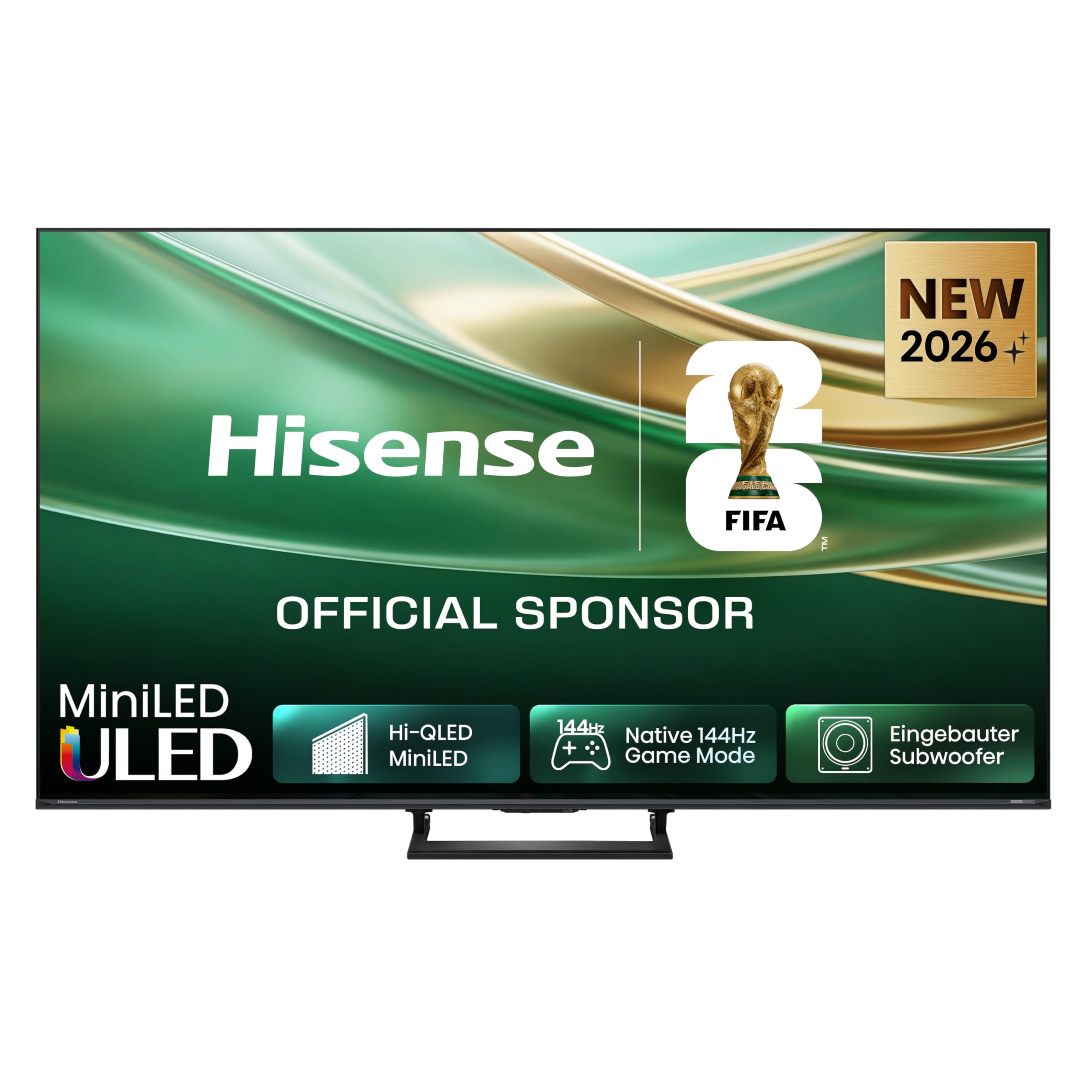 Hisense 85E8DS Fernseher 85 Zoll, 4K UHD, Hi-QLED Mini LED, Smart TV, 144Hz, Hi-View AI Engine, Dolby Vision.Atmos, Unibody Slim, FreeSync Premium, AI-Lichtsensor, Game Bar, Tuned by Devialet