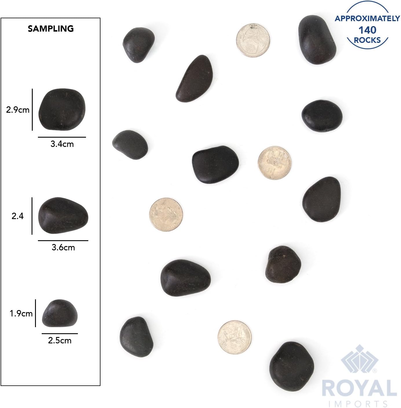 Royal Imports 5lb Large Decorative Ornamental River Pebbles Rocks for Landscaping, Home Decor etc. (Not for Aquariums) with Netted Bag, Black : Garden & Outdoor