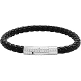 Edforce Classic Braided Genuine Leather Wrist Band Cuff Bracelet, 8.25inches
