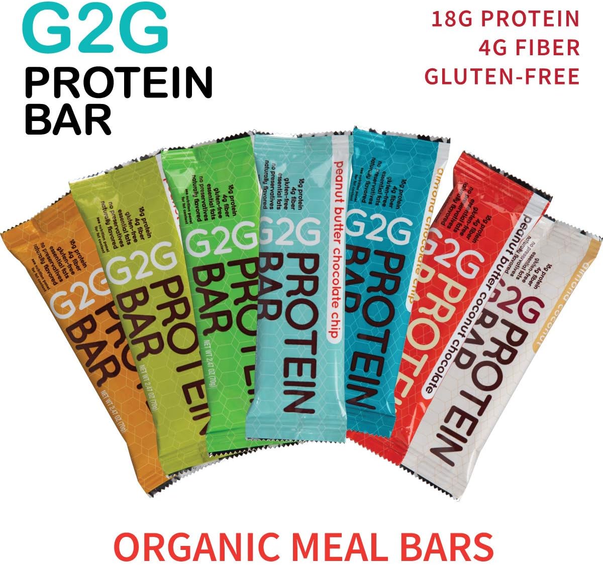 G2G Protein Bar, Peanut Butter Chocolate Chip Protein Bar, 8 Count Box