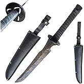 Claymeur Full Tang Carbon Steel Machete Sword with Leather Sheath for Practice, Outdoor Use, Collection-20.5 Inch