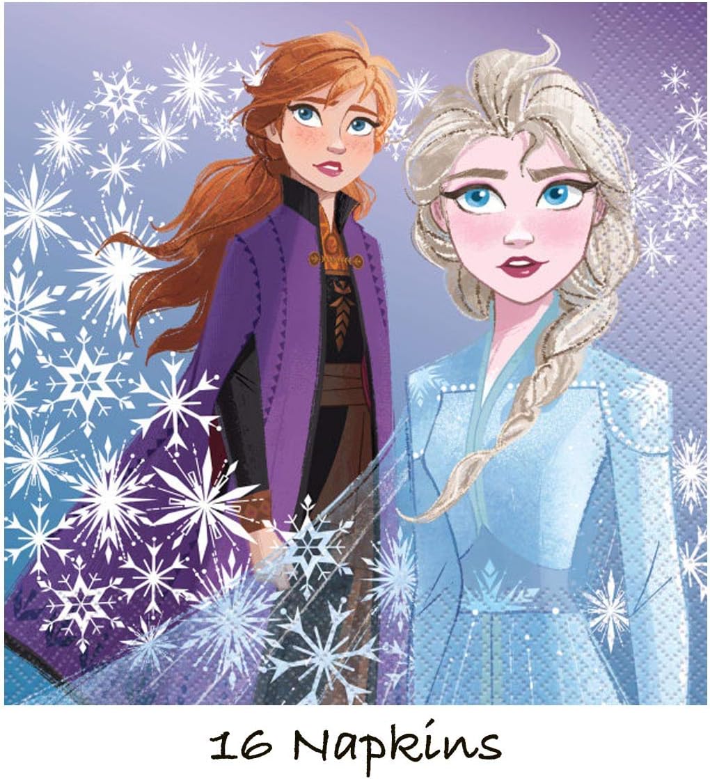 Frozen 2 Party Supplies Set - Serves 16 - Includes Banner Decoration, Tablecover, Large Plates, Napkins, Cups and Candles: Toys & Games