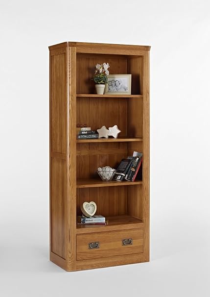 Cotswold Solid Oak Large Bookcase Book Shelf 2 Drawers Display